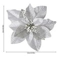 thumbnail image 6 of HUUXIW 5 Pieces Poinsettia Artificial Christmas Flowers Decorations Xmas Tree Ornaments Red Glitter Gold with Clips, 6 of 7
