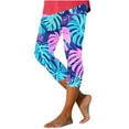 thumbnail image 2 of SELONE Plus Size Capri Leggings High Waisted Gym Leggings Summer Pants Curvy Slim Casual Vacation Pants Pull on Hawaiian Soft Yoga Lightweight Comfortable Multicolor 3XL Breathable Beach Pants, 2 of 5