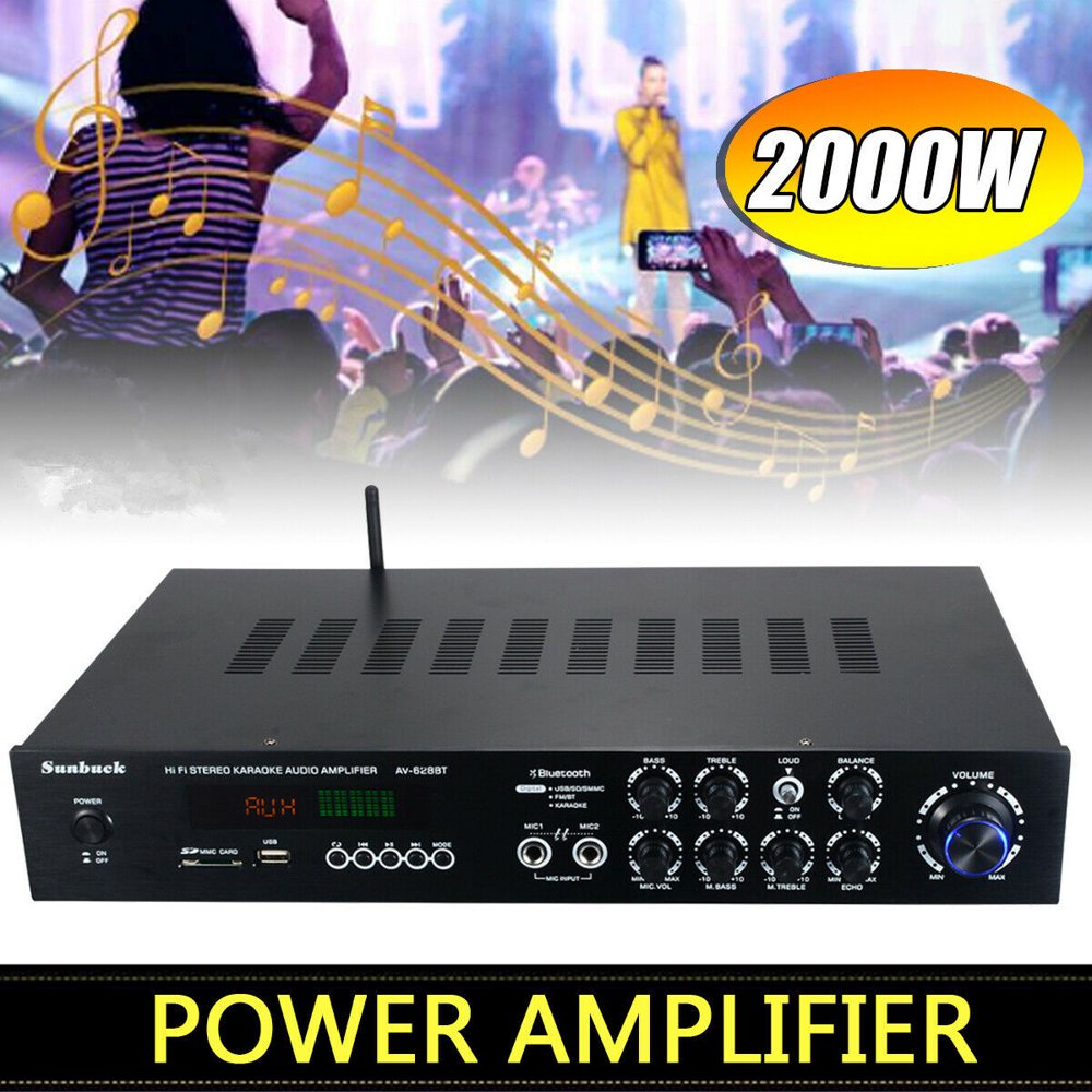 2000W 110V 5Ch Home Stereo Amplifier 5 Channel Powered Equalizer