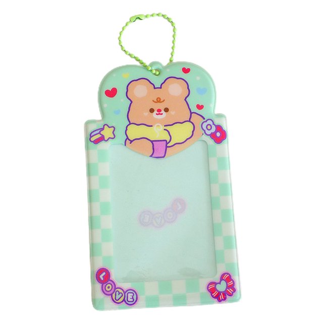 1 Pcs Card Holder with Keychains Support Cartoon Plastic Idol Photo Storage Card Protector for Girls
