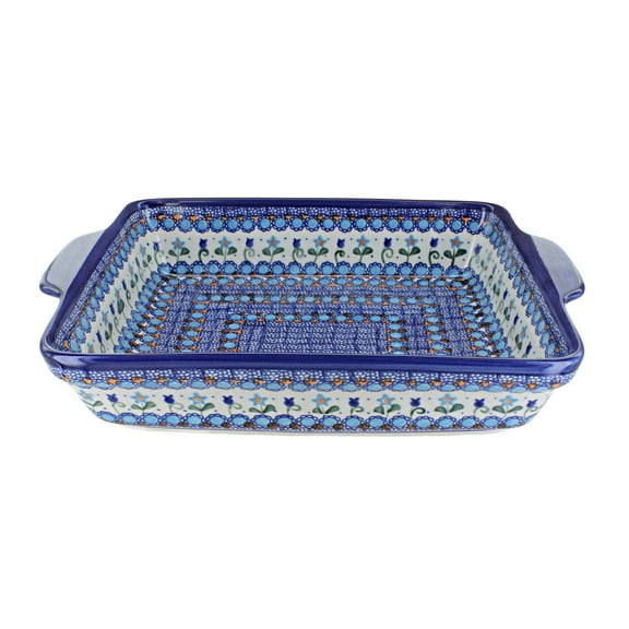 Blue Rose Polish Pottery Savannah Baker with Handles