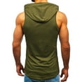 thumbnail image 4 of Puntoco Mens Clothing Clearance,Men Fitness Muscle Print Sleeveless Hooded Bodybuilding Pocket Tight-Drying Tops Army Green, 4 of 9
