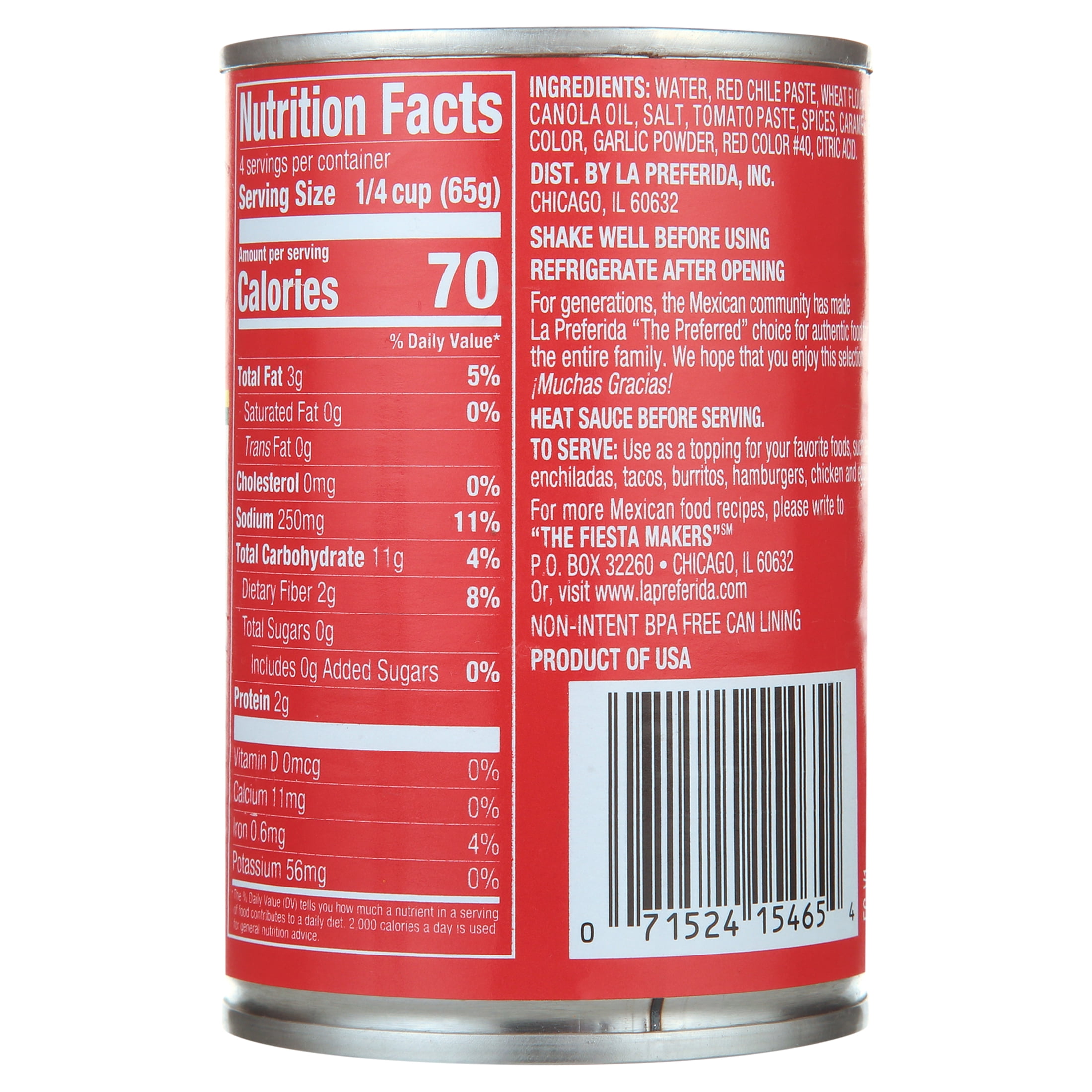 (6 pack) La Preferida Red Chile Enchilada Sauce
