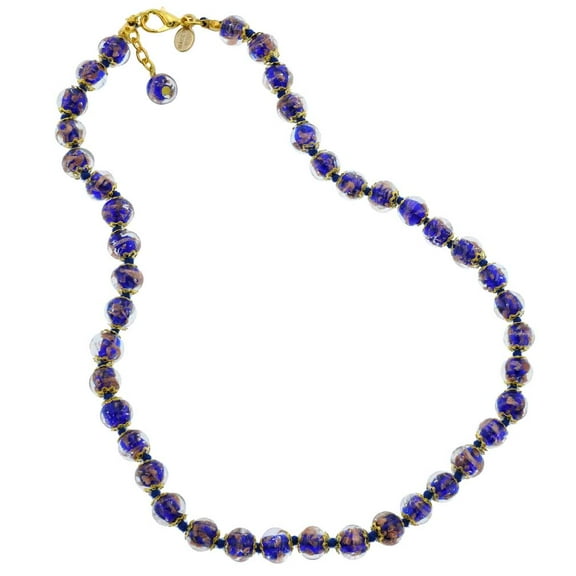 GlassOfVenice Murano Glass Sommerso Necklace - Navy Blue