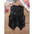 thumbnail image 3 of Alvivi Kids Boys Glittery Sequined Vest Hip-hop Jazz Dance Waistcoat Tops 7-14 Black 9-10, 3 of 7