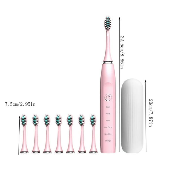 Ultrasonic Electric Toothbrush 32,000 Times/Min High Frequency Cleaning 6 Modes with 8 Brush Heads for Effective Dental Care Rechargeable USB Powered