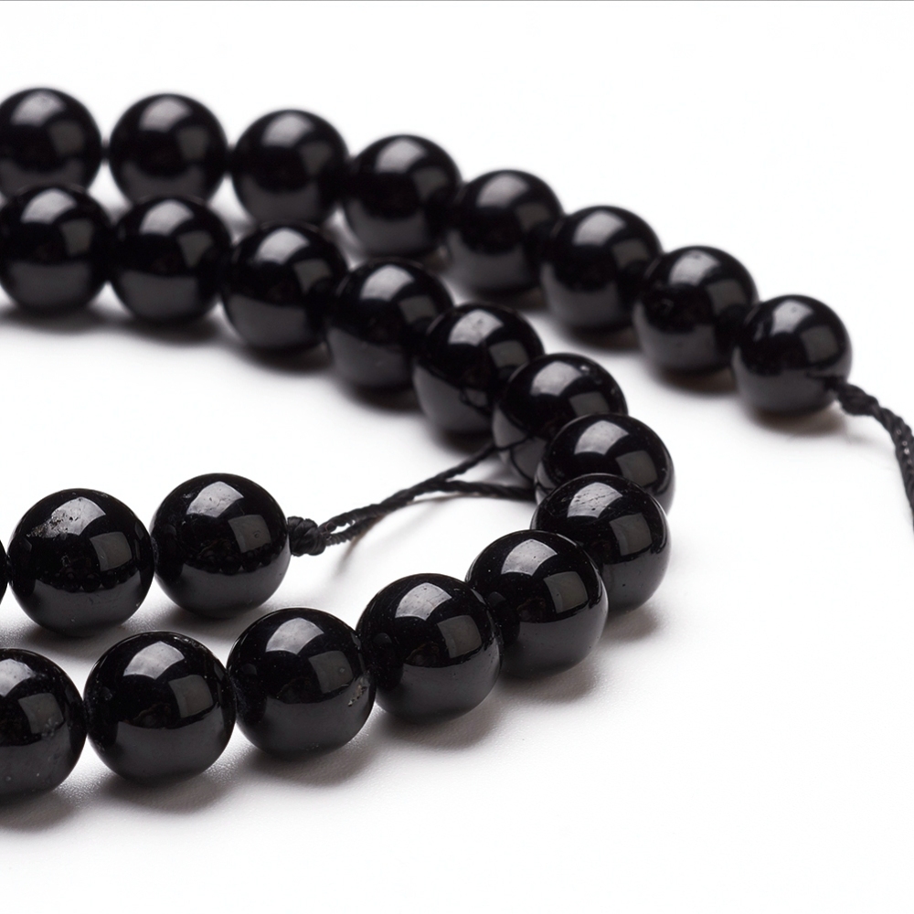 Natural Black Tourmaline Beads Strands Round 6mm Hole: 0.8mm 60~65pcs/strand 15.35 inch(39cm)