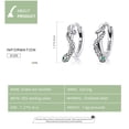 thumbnail image 2 of Punk Snake Small Hoop Earrings Sterling Silver Green Crystal Huggie for Women, 2 of 8