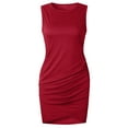 thumbnail image 2 of Bigersell Womens Summer Casual Sleeveless Tank Dress Women Solid Comfy Round Neck Summer Cold Shoulder Ladies Sleeveless Dress Women's Plus Sun Dress Style 13938, Female Below The Knee Dresses Red M, 2 of 5