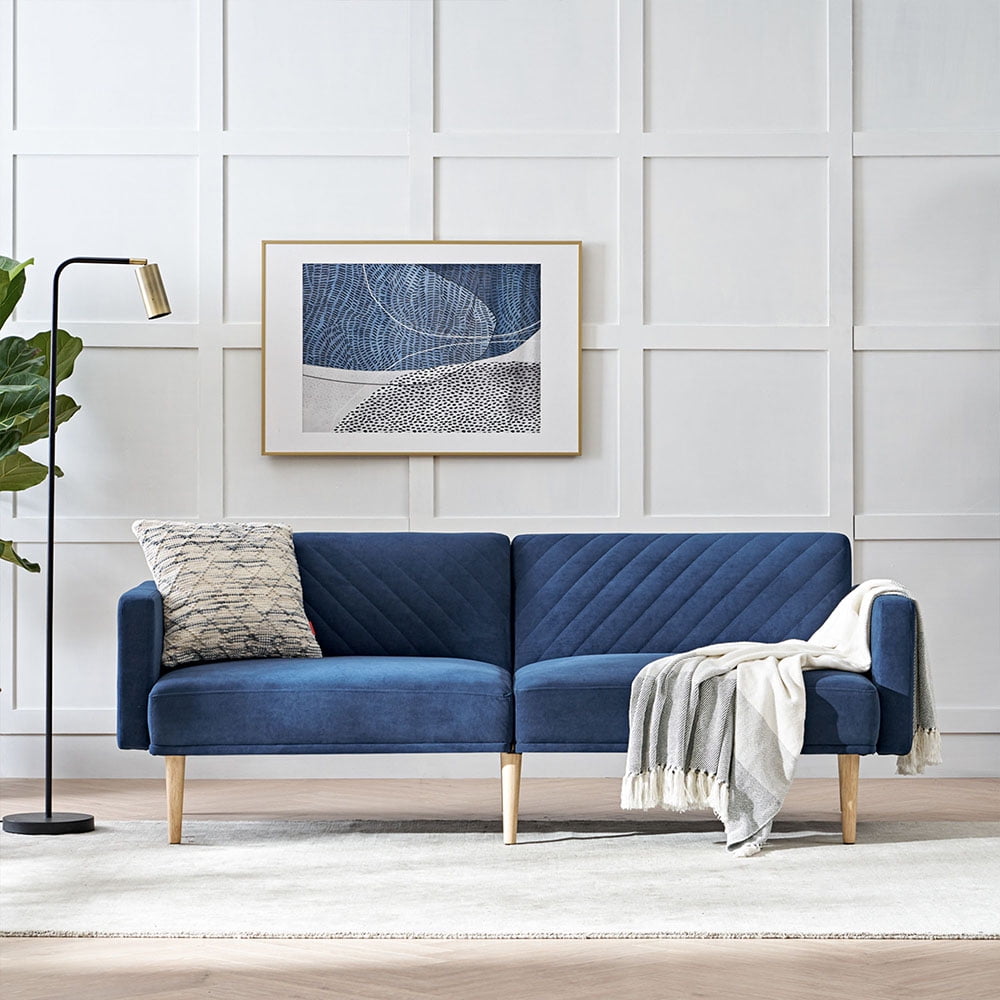 Kepooman 78" Mid-Century Modern Velvet Tufted Sofa Bed for Small Space Living Room Home Office, Dark Blue Kepooman 78" Mid-Century Modern Velvet Tufted Sofa Bed for Small Space Living Room Home Office, Dark Blue