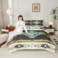 thumbnail image 4 of jejeloiu Vintage Aztec Rhombus Bedding Comforter Set,Brown Cyan White Twin Comforter Sets,Ancient Bohemian Geometric Bedding Set For Kids,Luxury Bedroom Decor Reversible,2 Pieces, 4 of 8