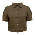 thumbnail image 6 of Miaoju Women's Summer Short Sleeve Crop Denim Trucker Jacket Jean Coat Tops, Khaki L, 6 of 7