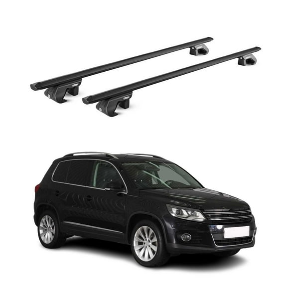 OMAC Roof Rack Cross Bars Luggage Carrier for VW Tiguan 2009-2017 Alu Black 2Pcs