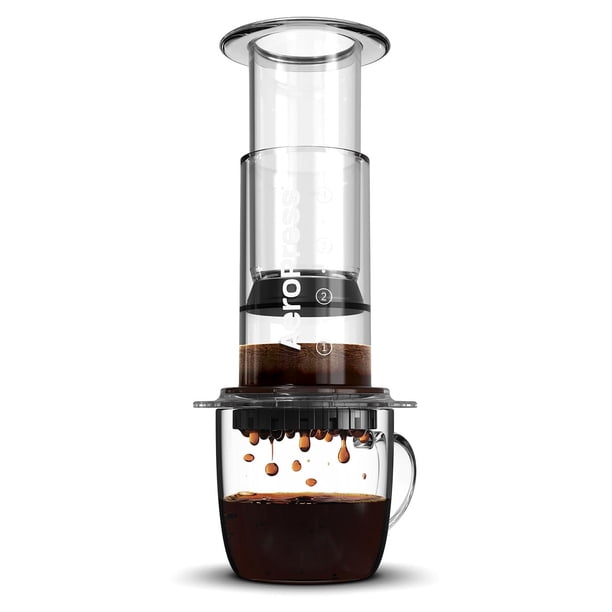 AeroPress Clear Coffee Press - El método de preparación 3 en 1 combina el espresso francés Pourover - Café con cuerpo sin arenilla ni amargura - Pequeña cafetera portátil para acampar y viajar