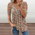 thumbnail image 2 of Peppermint Party Womens Summer V Neck Zipper Top Short Sleeve T Shirt Off Shoulder Top Casual Classy Loose Shirts, 2 of 7