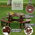 thumbnail image 6 of Outdoor 8 Person Picnic Table, 8 person Round Picnic Table with 4 Built-in Benches, Umbrella Hole, Outside Table and Bench Set for Garden, Backyard, Porch, Patio,  Natural   WL, 6 of 18