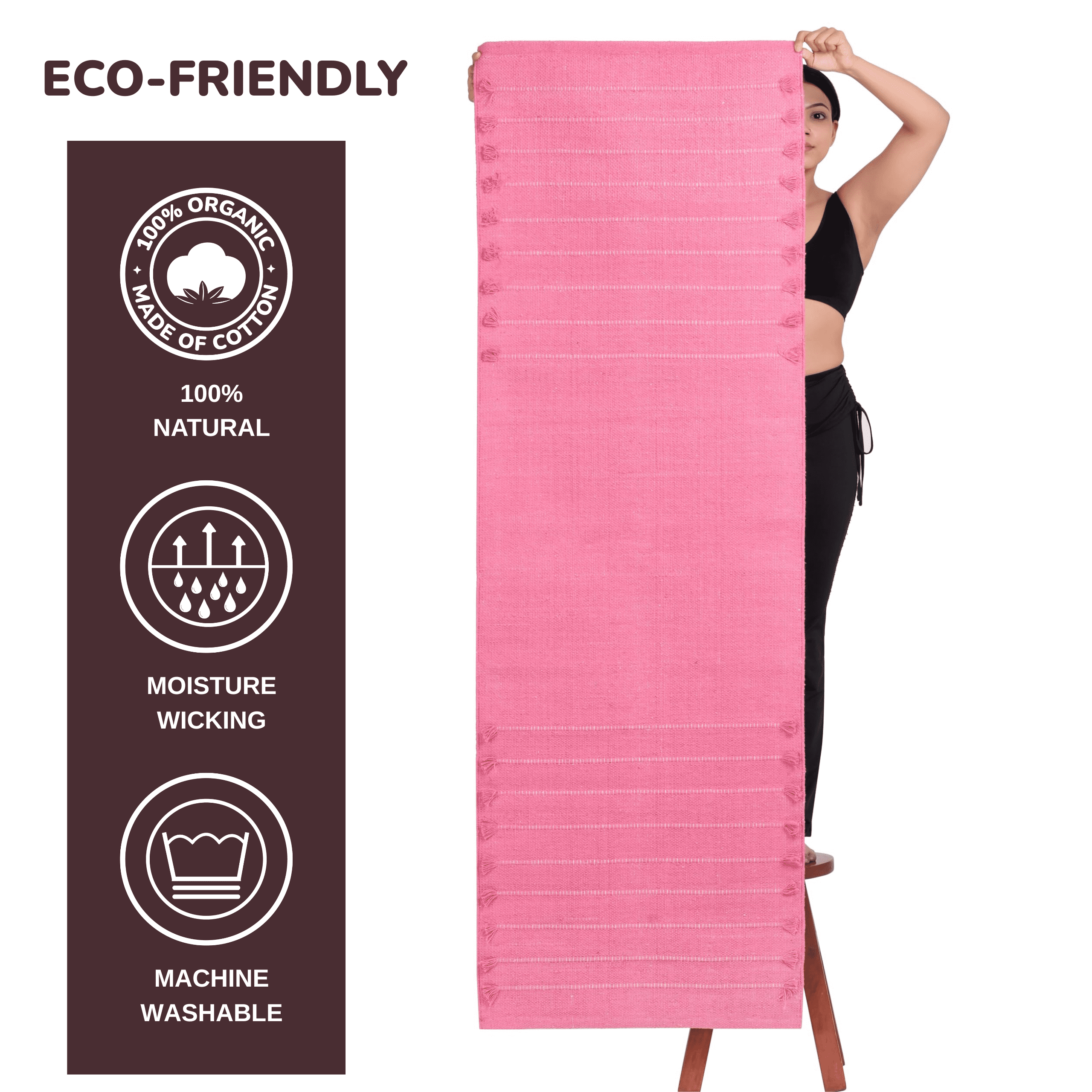 Sivi Herbal Organic Cotton Yoga Mat - Eco-Friendly Hand-Woven Non-Slip Rug - Thick & Comfortable (24”x72”x5mm) for Home Fitness & Yoga
