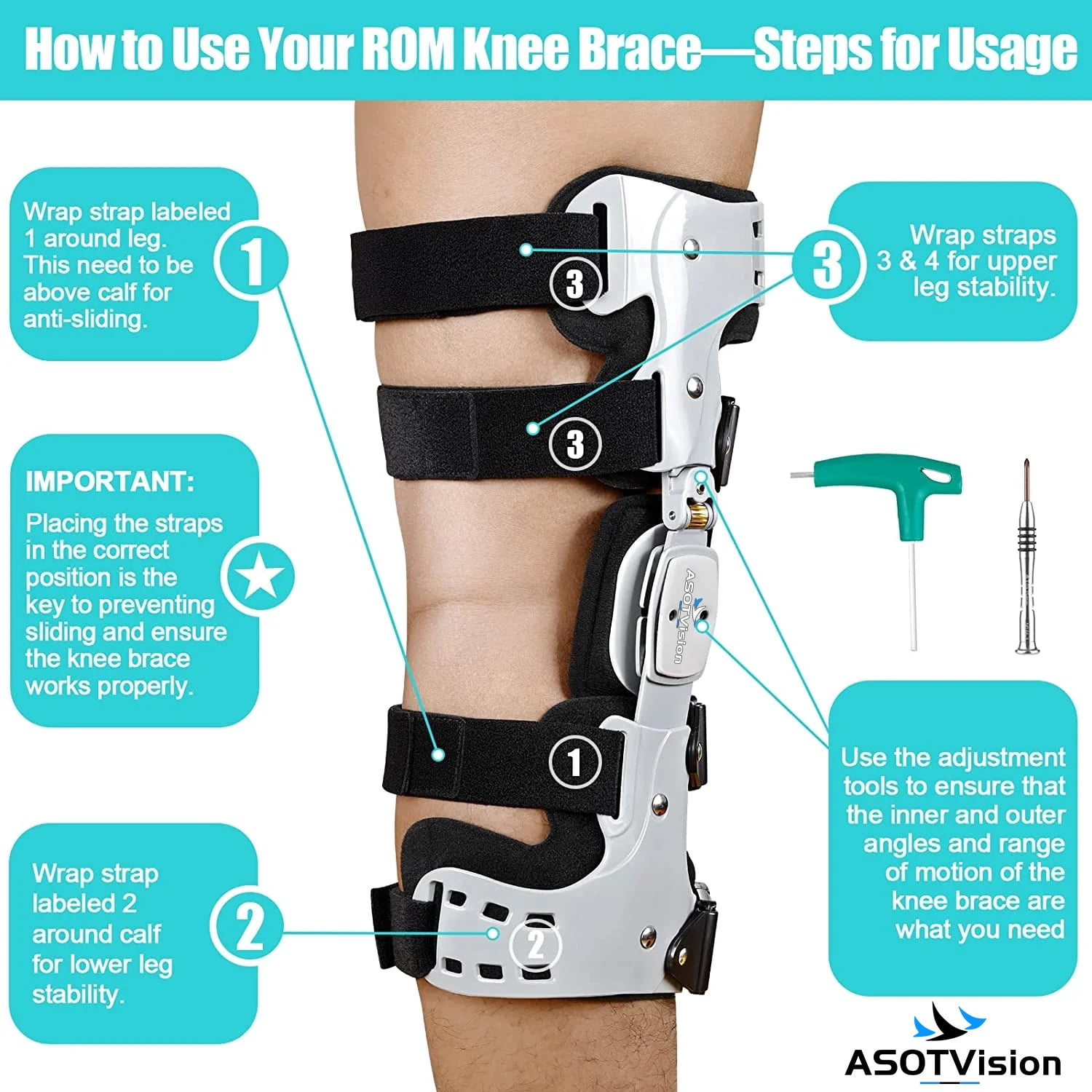 ASOTVision OA Unloader Knee Brace for Men and Women – Adjustable Support for Meniscus Tear, Arthritis, Osteoarthritis, Post-op Pain Relief (Left)
