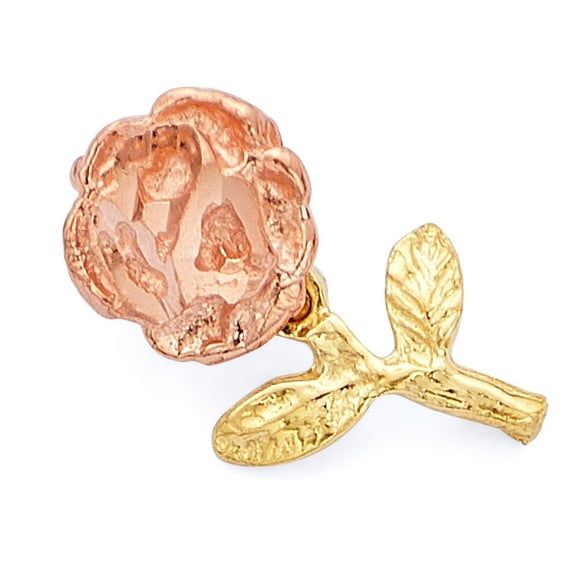 Wellingsale 14K Two 2 Tone Rose and Yellow Gold Polished Ornate Flower Charm Pendant