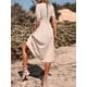 thumbnail image 5 of Vestido de fiesta vintage para mujer Botones con cuello en V Cintura alta A-Line Vestido de playa Romacci Vestido, 5 of 7
