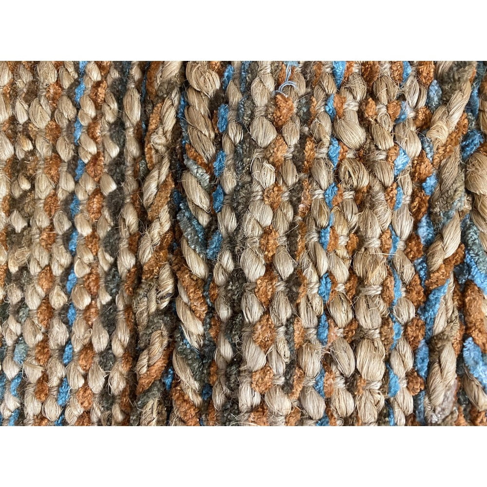 Ox Bay Braided Light Blue 5 ft. x 7 ft. Hand-Woven Natural Jute Area Rug