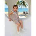 thumbnail image 4 of BemeyourBBs 2Pcs Toddler Baby Girls Summer Outfits Cute Infant Girls Summer Sleeveless Doll Collar Plaid Print Vest Tank Tops and Elastic Waist Shorts Set, 4 of 9