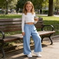 thumbnail image 5 of Wiyuqeen Kids Wide Leg Pants 3-14 Years Girls Linen Straight Leg Palazzo Pant Elastic Waist Baggy Sweatpants Bottoms with Pocket, 5 of 10