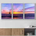 thumbnail image 2 of wall26 Framed Canvas Print Wall Art Set Vibrant Neon Purple Ocean Sunset Boat Nature Wilderness Photography Realism Decorative Landscape Colorful for Living Room, Bedroom, Office - 16"x24"x, 2 of 5
