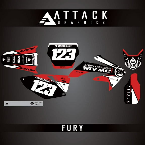 Attack Graphics Custom Fury Complete Bike Graphics Kit for Honda CRF250R 2006