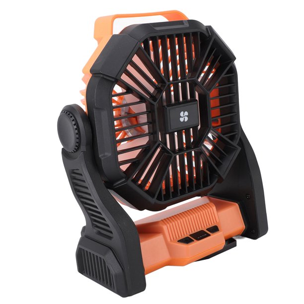 M Buder Ventilador de Camping Al Aire Libre Portátil Recargable con Linterna LED 10400mAh Batería, Rotación 90 Grados para Viajes y Oficina (Anaranjado)