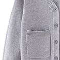 thumbnail image 6 of Liweisiy Girl's V Neck Knit Cardigan Long Sleeve Ribbed Cuff Button Down Coat With Pockets Uniform School Casual Sweater Coat Gray 7-8Years, 6 of 9