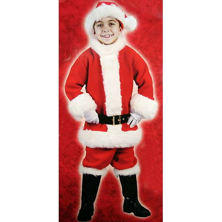 6-Piece Children's Red Plush Christmas Santa Suit Costume - Size Medium (8-10)
