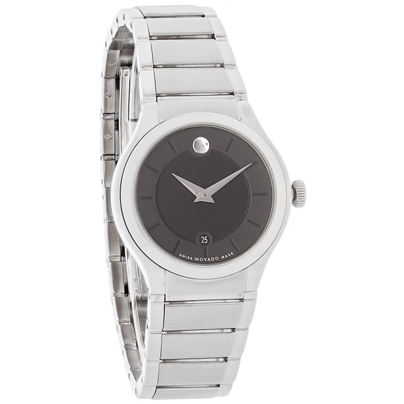 Movado Quadro Black Dial Stainless Steel Ladies Watch 0606493