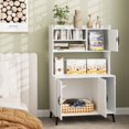 thumbnail image 4 of Gymax Large Cat Litter Box Enclosure w/ Display Storage Shelves Hidden Cat Furniture White, 4 of 10
