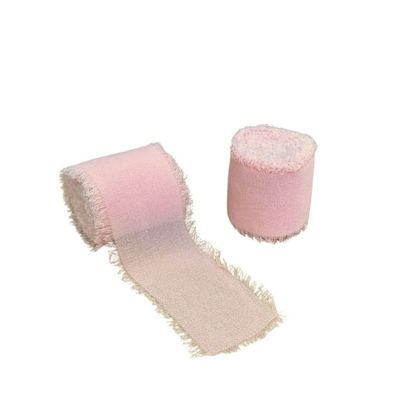 Pink Chiffon Ribbon for Crafts - 1 1/2" x 5 Yards, 2 Rolls, Wedding, Reception, Bridal Shower, Embellishments, Valentine's Day, Easter, Baby Shower, DIY, Gift Bow, Hair Bows, Christmas