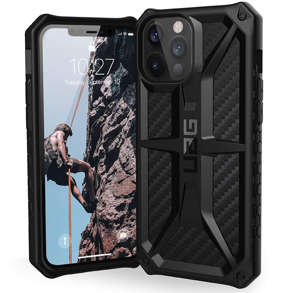 UAG iPhone 12 Pro Max Case [6.7-inch screen] Rugged Lightweight Slim Shockproof Premium Monarch Protective Cover, Carbon Fiber