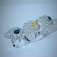 thumbnail image 3 of Yellow Blue Green CZ Women Engagement Pear Finger Ring Silver Plated Jewelry, 3 of 9