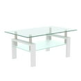 thumbnail image 3 of Miniyam 39" Coffee Table with 2-Tier Glass Storage for Living Room, White, 3 of 8