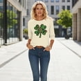 thumbnail image 5 of St. Patrick's Day Graphic T-Shirt for Women Leopard Shamrock Clover Print Crewneck Long Sleeve Loose Fit Soft Casual Holiday Party Clothes, 5 of 7