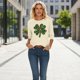 thumbnail image 5 of TaTaai Women St. Patrick's Print Loose Black Crew Neck 3/4 Sleeve Top Fashion Casual T-Shirt Ladies Spring Holiday Wear Lightweight Breathable Non-See-Through No Fading Stylish Top Gift, 5 of 7
