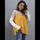 thumbnail image 4 of Suéter Oversize con Bloques de Color para Mujer: Cuello Redondo, Punto Acanalado, Hombros Caídos, Larga Amarillo XL, 4 of 10