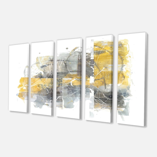 Designart - Entrer et Sortir du Trafic II Jaune Gris - Oeuvre Géométrique sur Toile