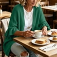 thumbnail image 5 of Warop Women's Cardigan Sweaters Ruffle 3/4 Sleeve Casual Openwork Knit Sweater Tops Oversized Fall Coat, 5 of 6
