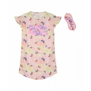 Sleep On It Girls Island Butterflies Pajama Sleep Shirt With Matching Sleep Mask - Peach (Sizes 7-16)
