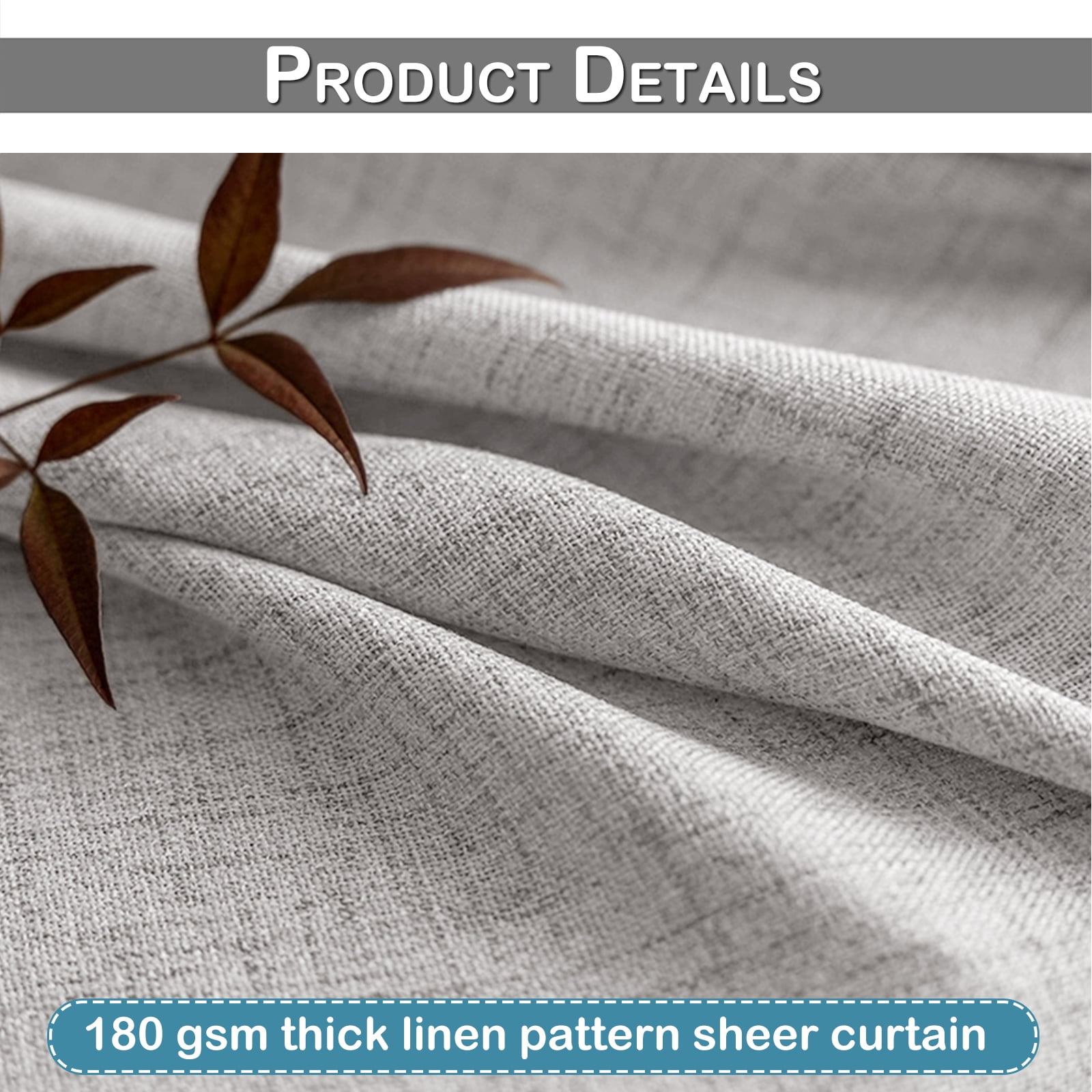 Lapalife Pinch Pleated Sheer Curtains 84 inches Long 2 Panels Set, Linen Pattern Light Filtering Sheer Curtain for Living Room Bedroom with Hooks and Rings, Ash Gray, 40"x 108"