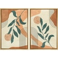 thumbnail image 3 of IDEA4WALL 2 Panels Framed Canvas Print Wall Art Set Mid-Century Leaf Branch Geometric Landscape Abstract Modern Art Boho Multicolor Chic Artwork Housewarming Decor - 24"x36"x2 Panels Natural, 3 of 5