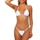 thumbnail image 1 of Conjuntos de bikini de dos piezas con tirantes para mujer, parte inferior de triángulo con cordón, trajes de baño básicos, color blanco grande, 1 of 5