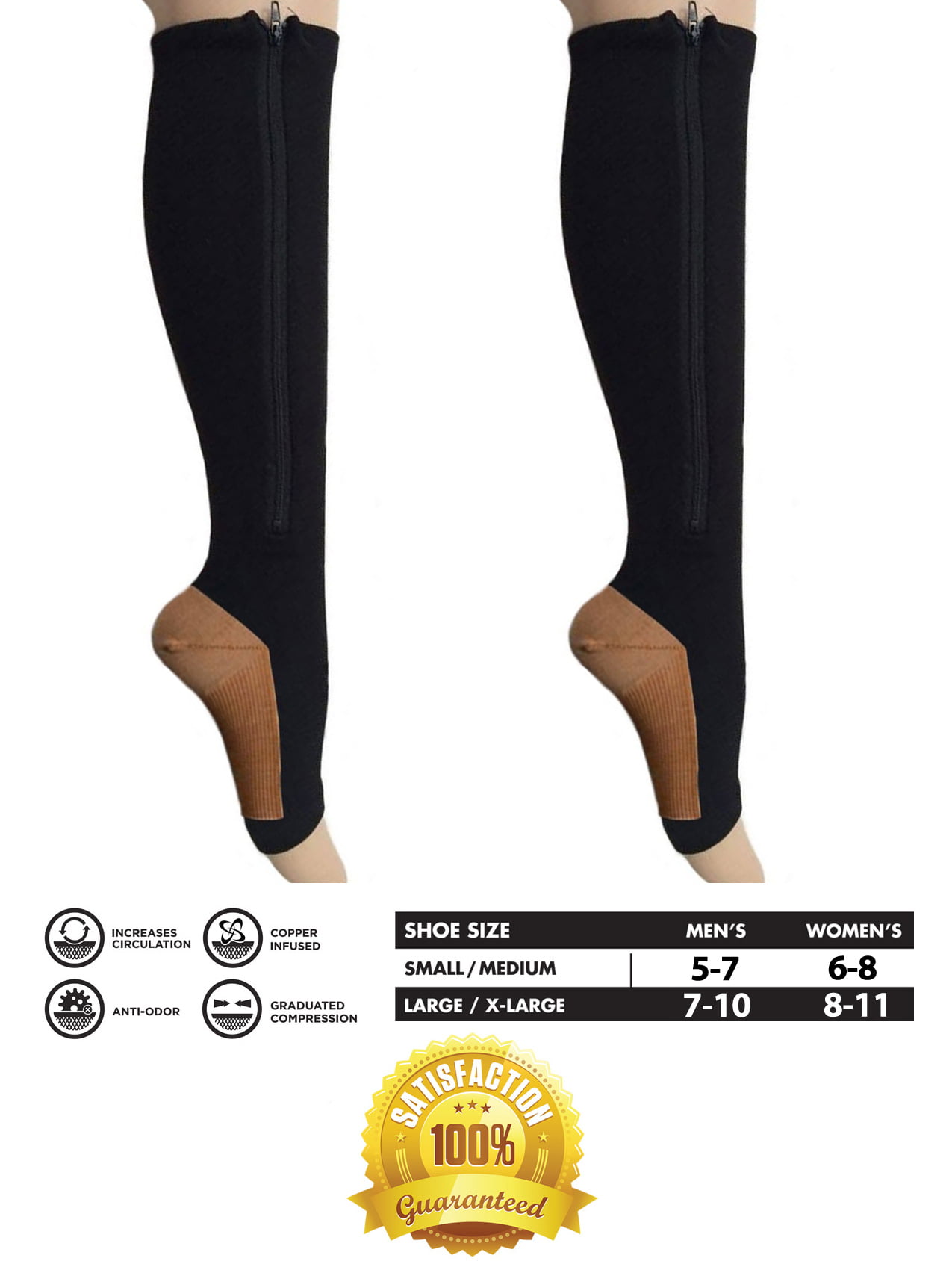 Men's Women's S-XXL Copper Infused Compression Socks Ne S8O4 20-30mmHg Grad T1G4 