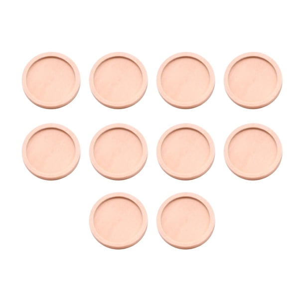 10 piezas de bases de broche de madera, bases de disco, bandejas planas en blanco, cabujón grueso madera 25mm
