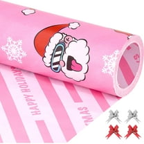 NeoMart-Pink Christmas Wrapping Paper Rolls Funny Santa Claus For Kids Cute Cartoon Thick Gnome Fun Gift Wrap Sheets Unique Heavy Duty Reversible Total 28.5sq.ft